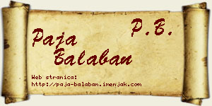 Paja Balaban vizit kartica